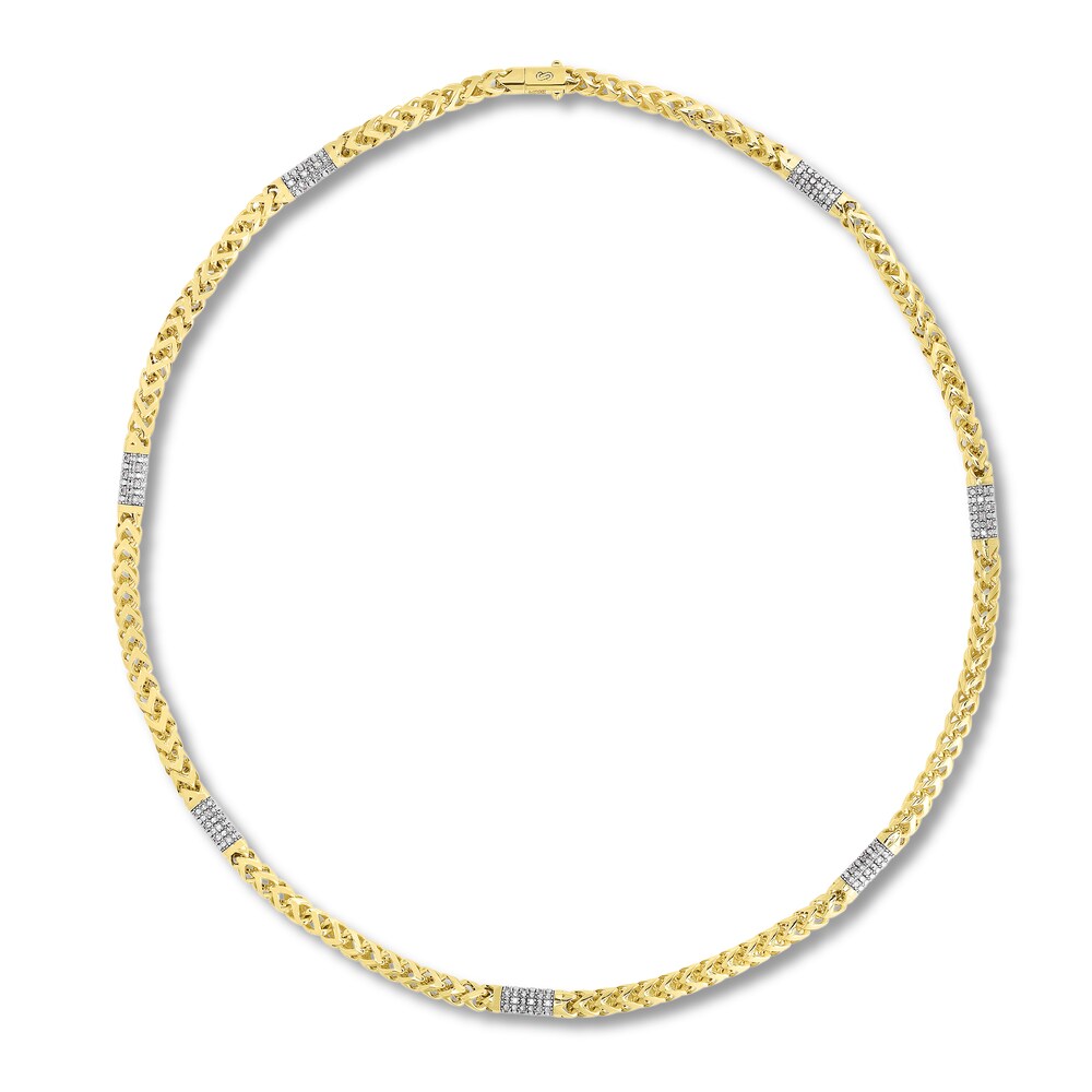 Diamond Rondo Chain Necklace 1-1/2 ct tw Round 10K Yellow Gold 4u7LgTur