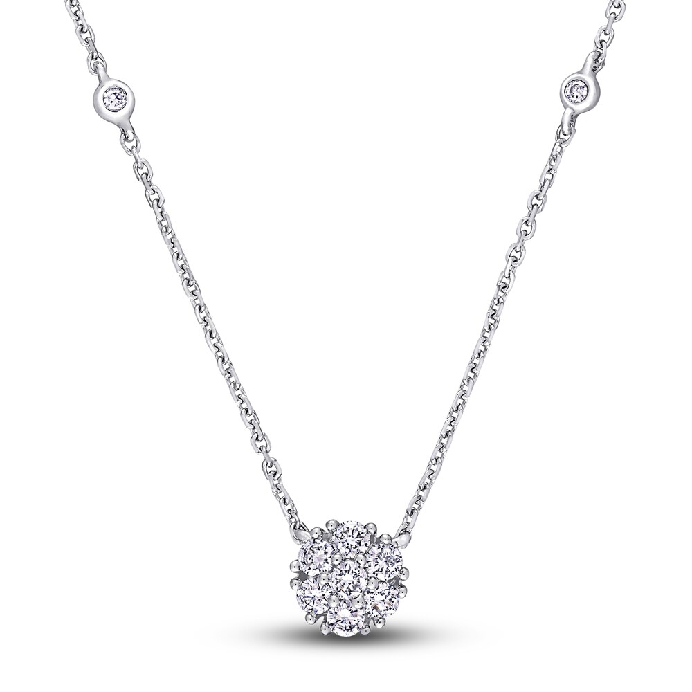 Diamond Necklace 1/3 ct tw Round 14K White Gold 16" 4zKjC9nO