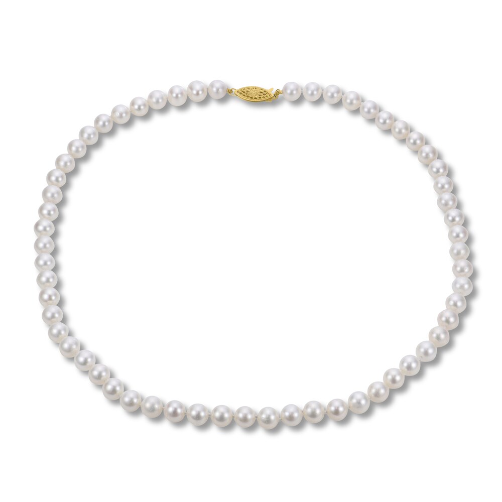 Cultured Pearl Strand Necklace 14K Yellow Gold 4zPvPRXq
