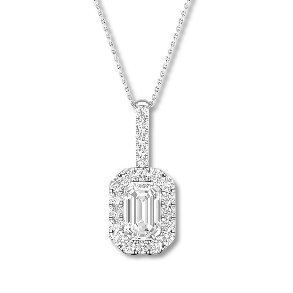 Diamond Necklace 1 ct tw Emerald-cut/Round 14K White Gold 53pxroG8