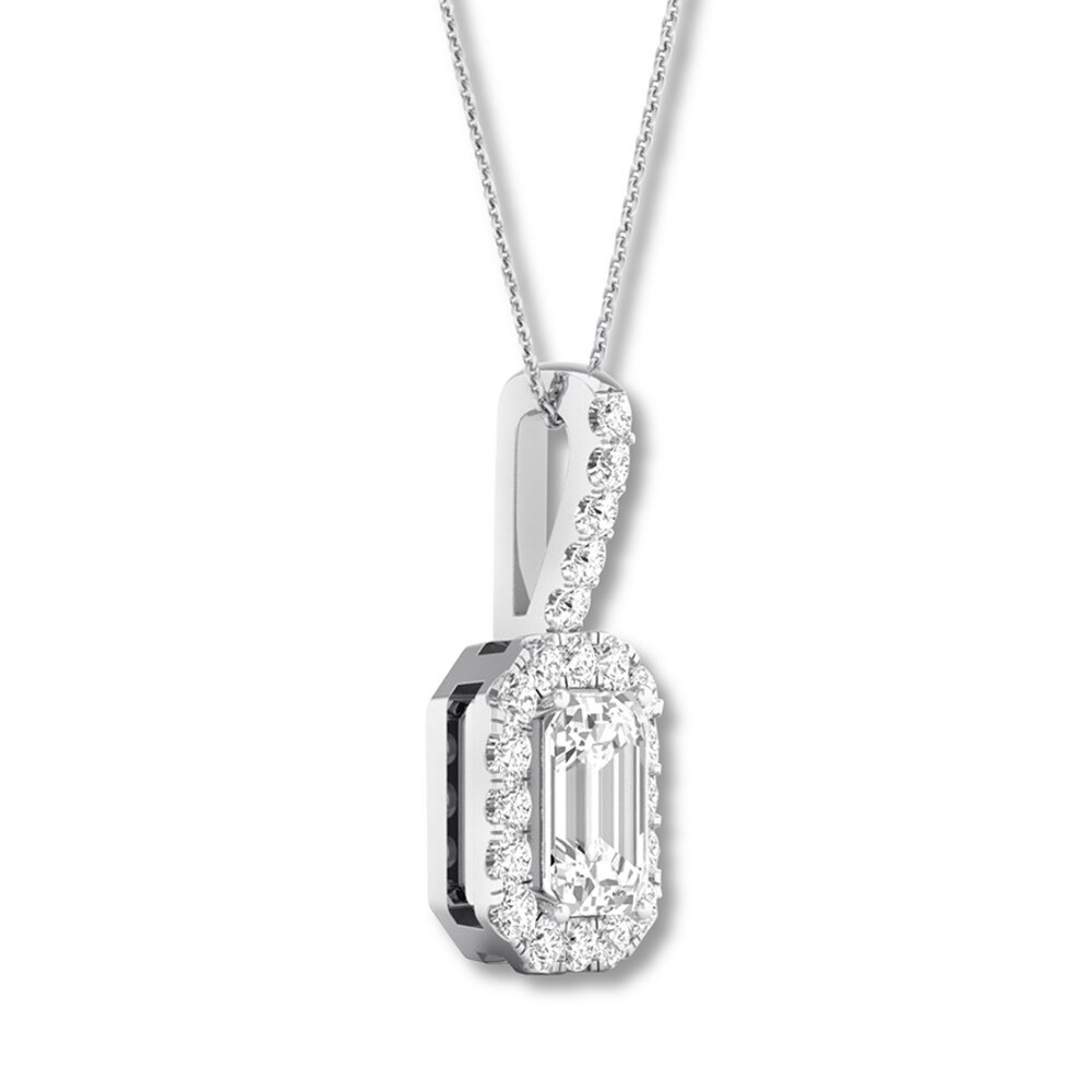 Diamond Necklace 1 ct tw Emerald-cut/Round 14K White Gold 53pxroG8