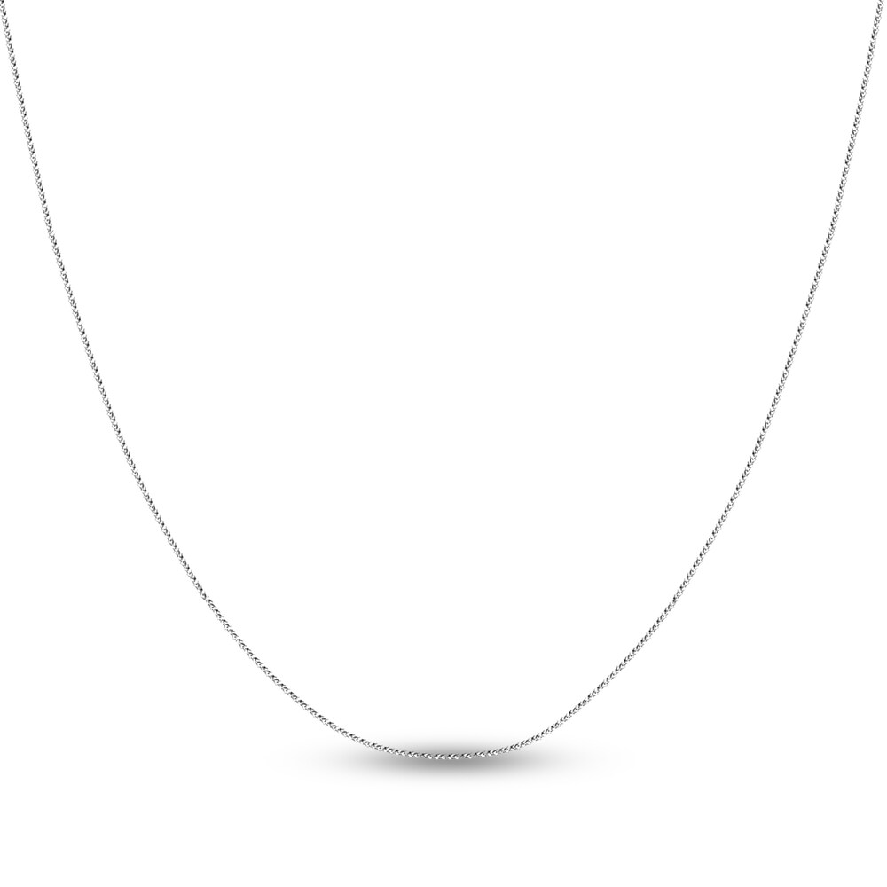 Square Wheat Chain Necklace 14K White Gold 16\" 544Agf0X
