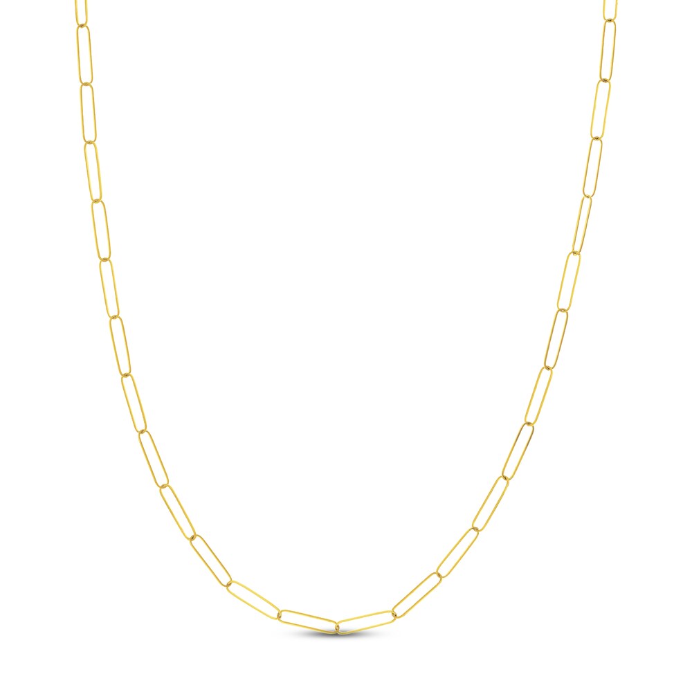 Paper Clip Chain Necklace 14K Yellow Gold 16" 59eYenki