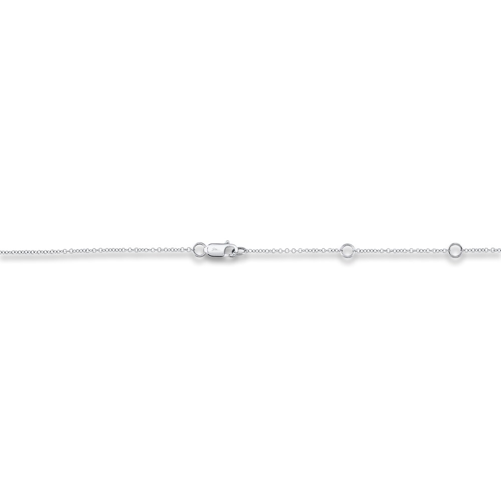 Shy Creation Diamond Station Necklace 1/5 ct tw Round 14K White Gold 18\" SC22003837 5GxyQHsc