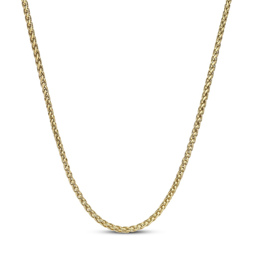 Wheat Chain Necklace Yellow Ion-Plated Stainless Steel 20" 5H8GkPp0