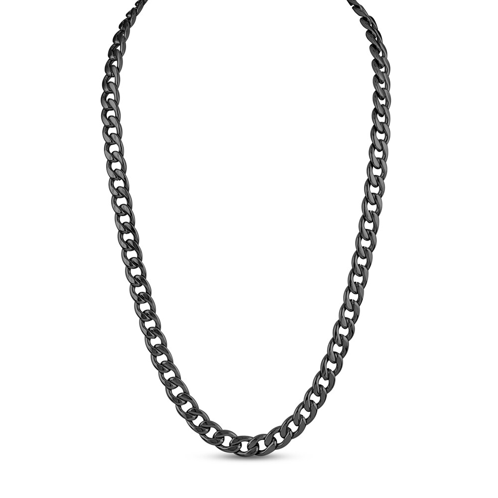 Curb Chain Necklace Black Ion-Plated Stainless Steel 5HqGQLry