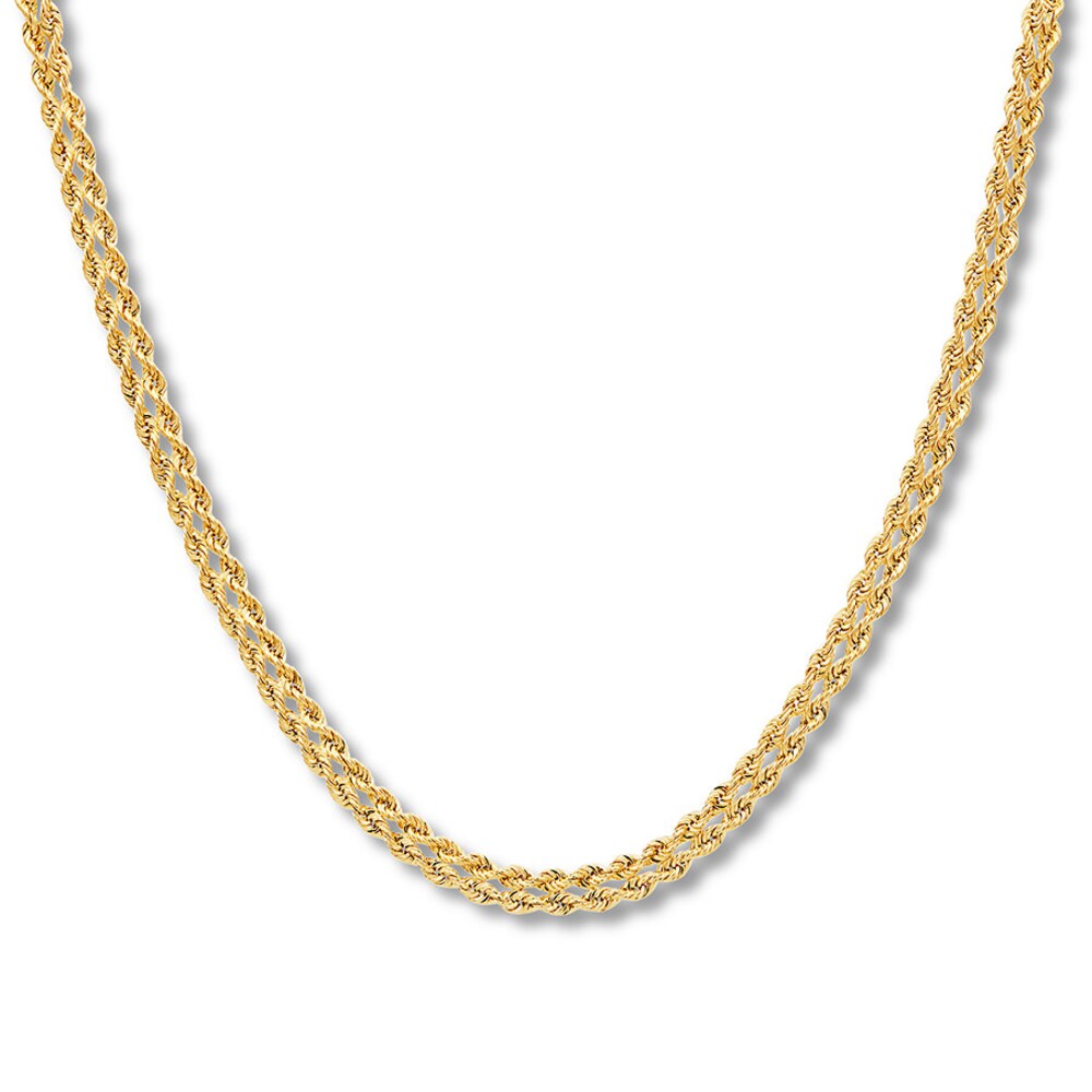 Double Rope Chain Necklace 10K Yellow Gold 18" 5N47oXIH