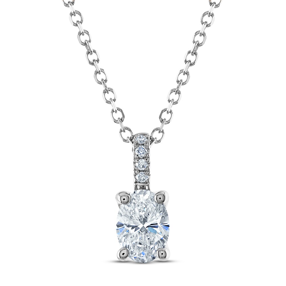 Royal Asscher Diamond Pendant Necklace 1/2 ct tw Oval 14K White Gold 5SMXmVg6
