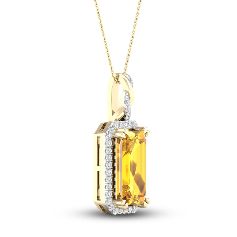 Natural Golden Citrine Necklace 1/6 ct tw Diamonds 10K Yellow Gold 5UfXBHi3