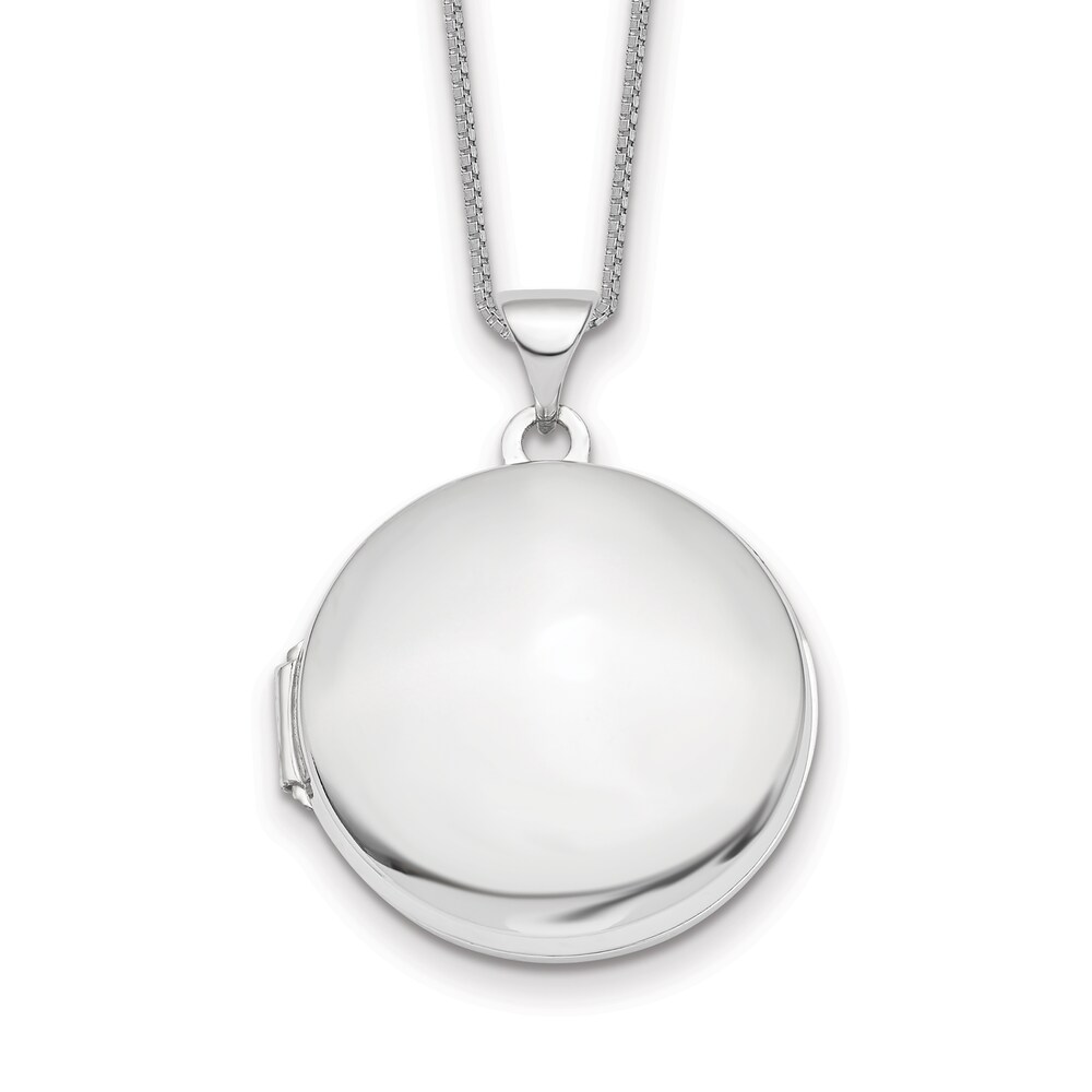 Domed Locket Necklace 14K White Gold 18" 5UfjBlcc