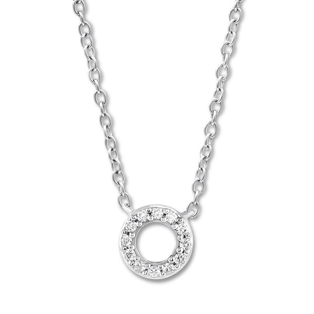 Diamond Circle Necklace 1/20 ct tw Sterling Silver 16 Adj\" 5VeLOAsI
