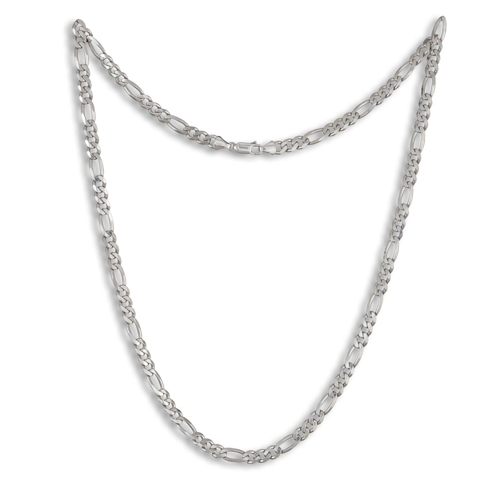 Figaro Chain Necklace 14K White Gold 22\" 5.35mm 5ax4iZiv