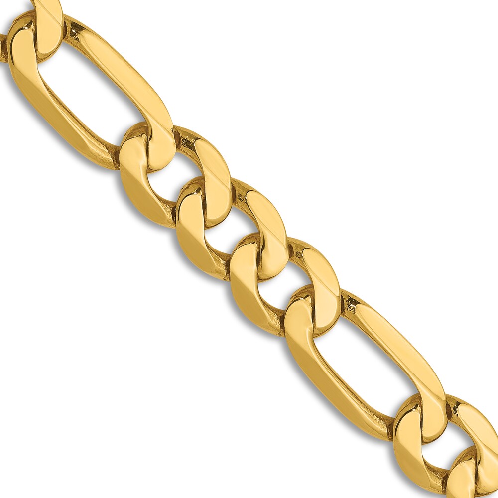 Flat Figaro Chain Necklace 14K Yellow Gold 22" 7.5mm 5dqOHtic