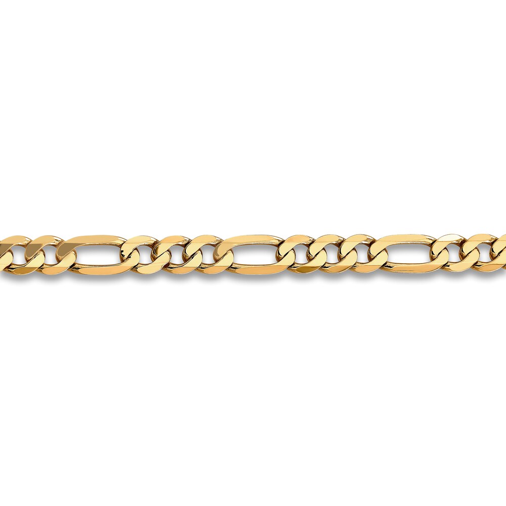 Flat Figaro Chain Necklace 14K Yellow Gold 22\" 7.5mm 5dqOHtic