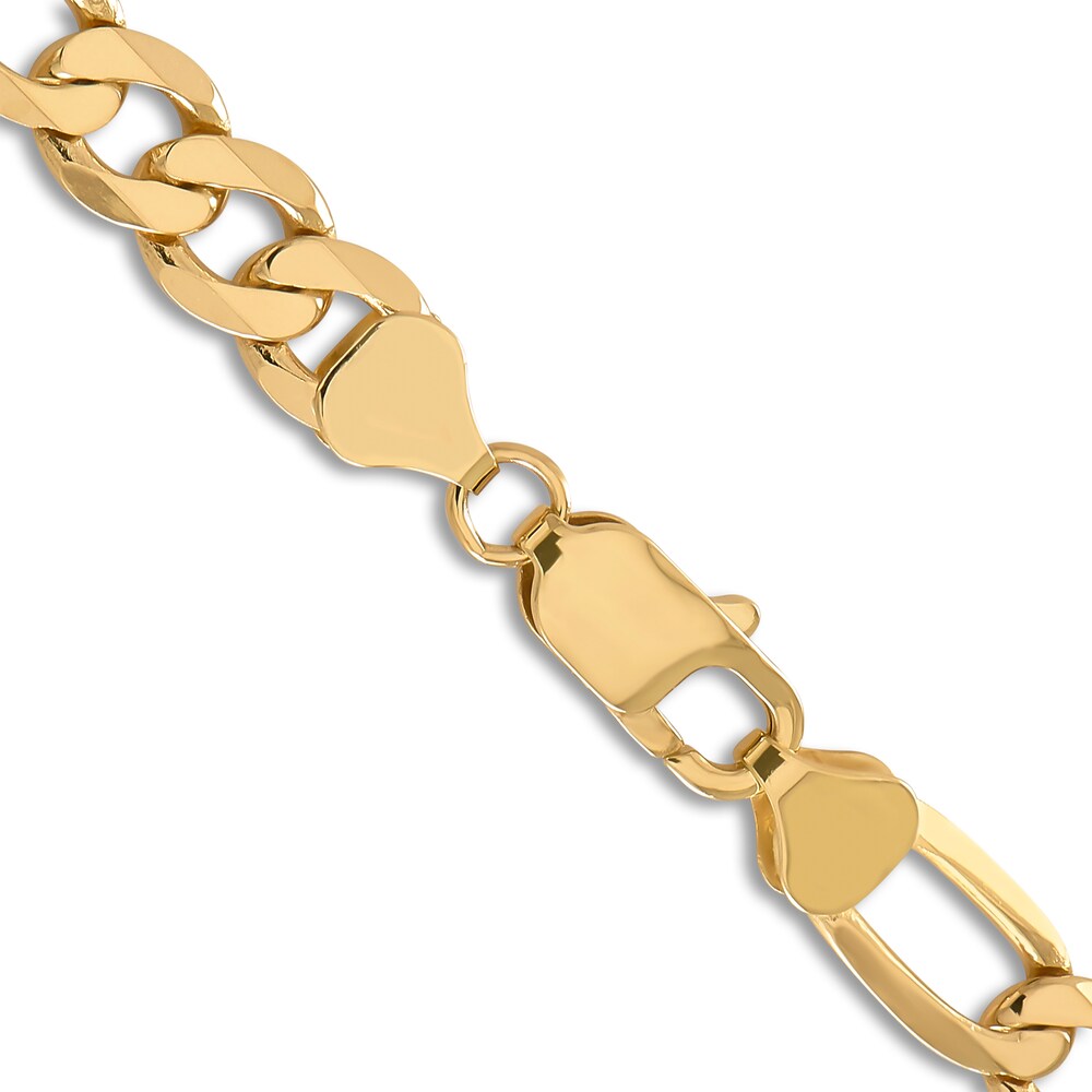Flat Figaro Chain Necklace 14K Yellow Gold 22\" 7.5mm 5dqOHtic