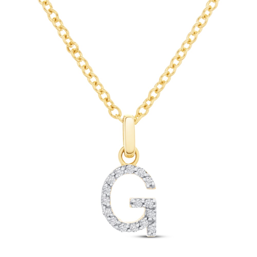 Diamond Letter G Necklace 1/10 ct tw Round 10K Yellow Gold 5exJaXb8 [5exJaXb8]