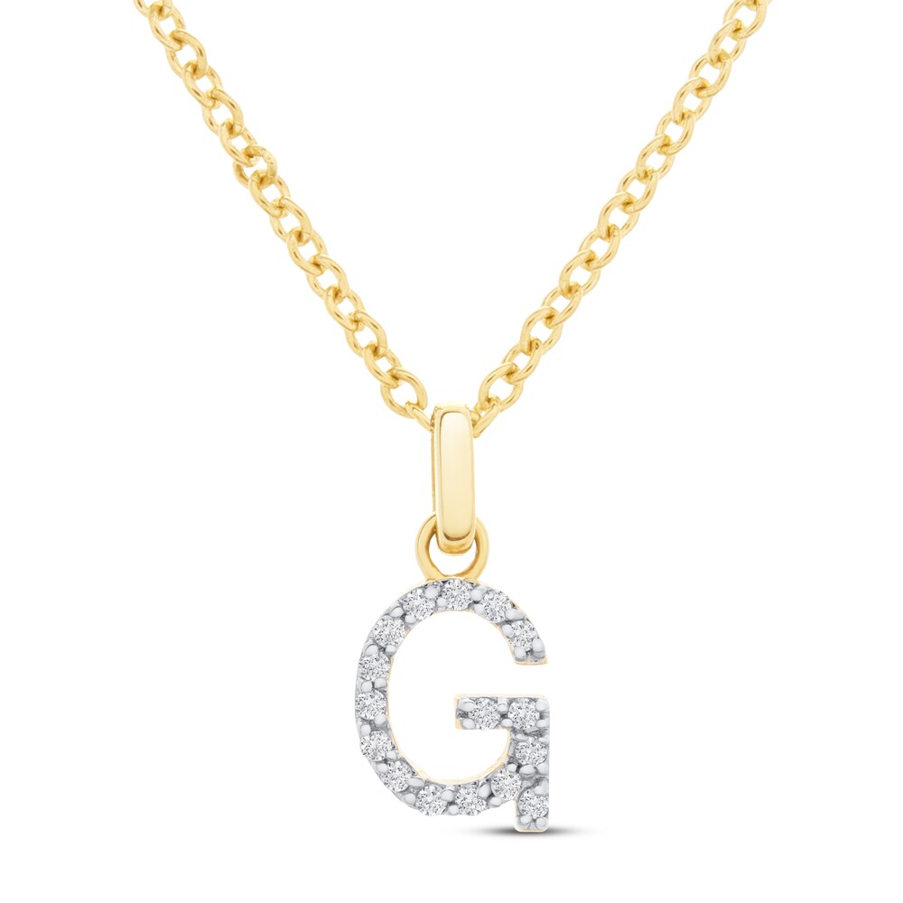 Diamond Letter G Necklace 1/10 ct tw Round 10K Yellow Gold 5exJaXb8