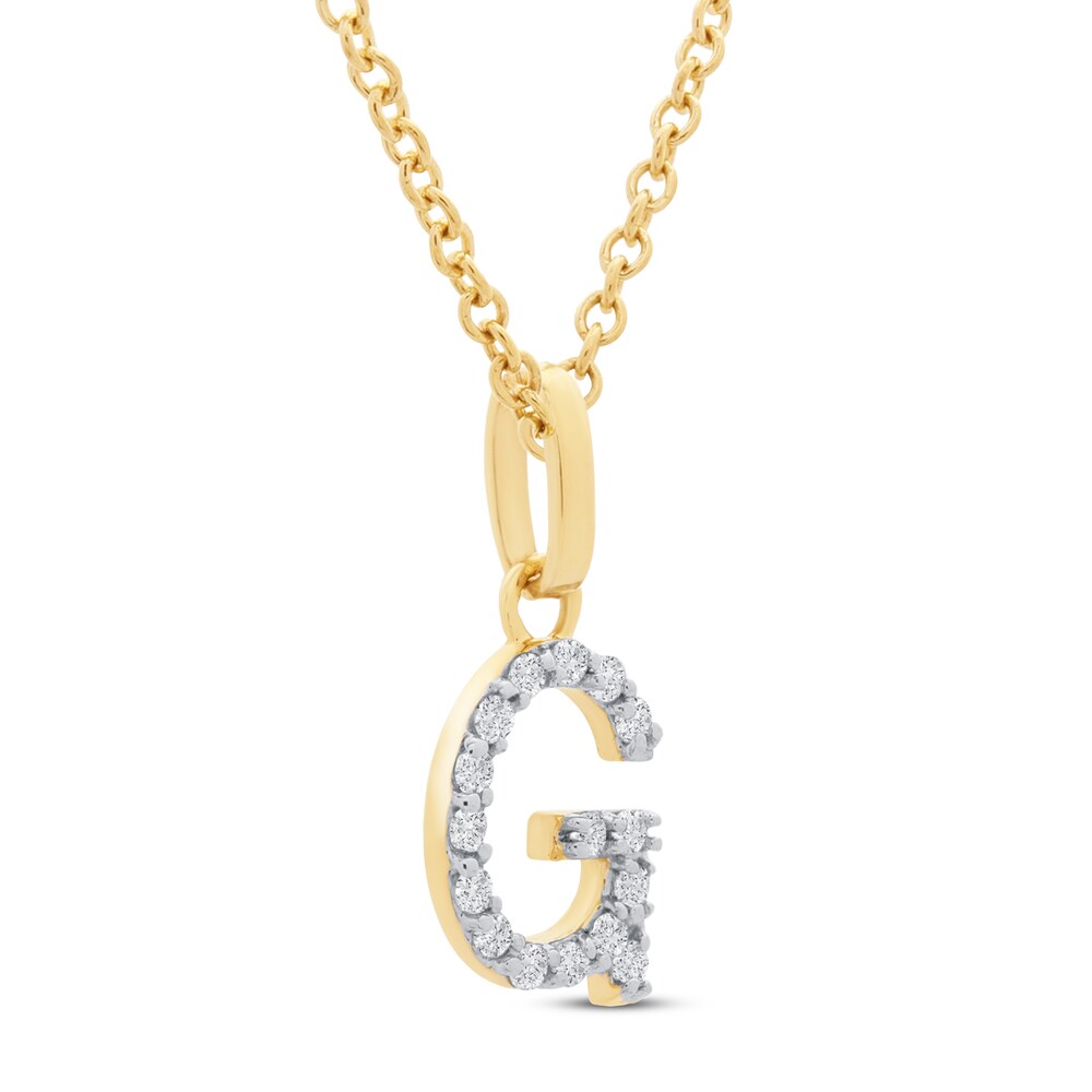 Diamond Letter G Necklace 1/10 ct tw Round 10K Yellow Gold 5exJaXb8