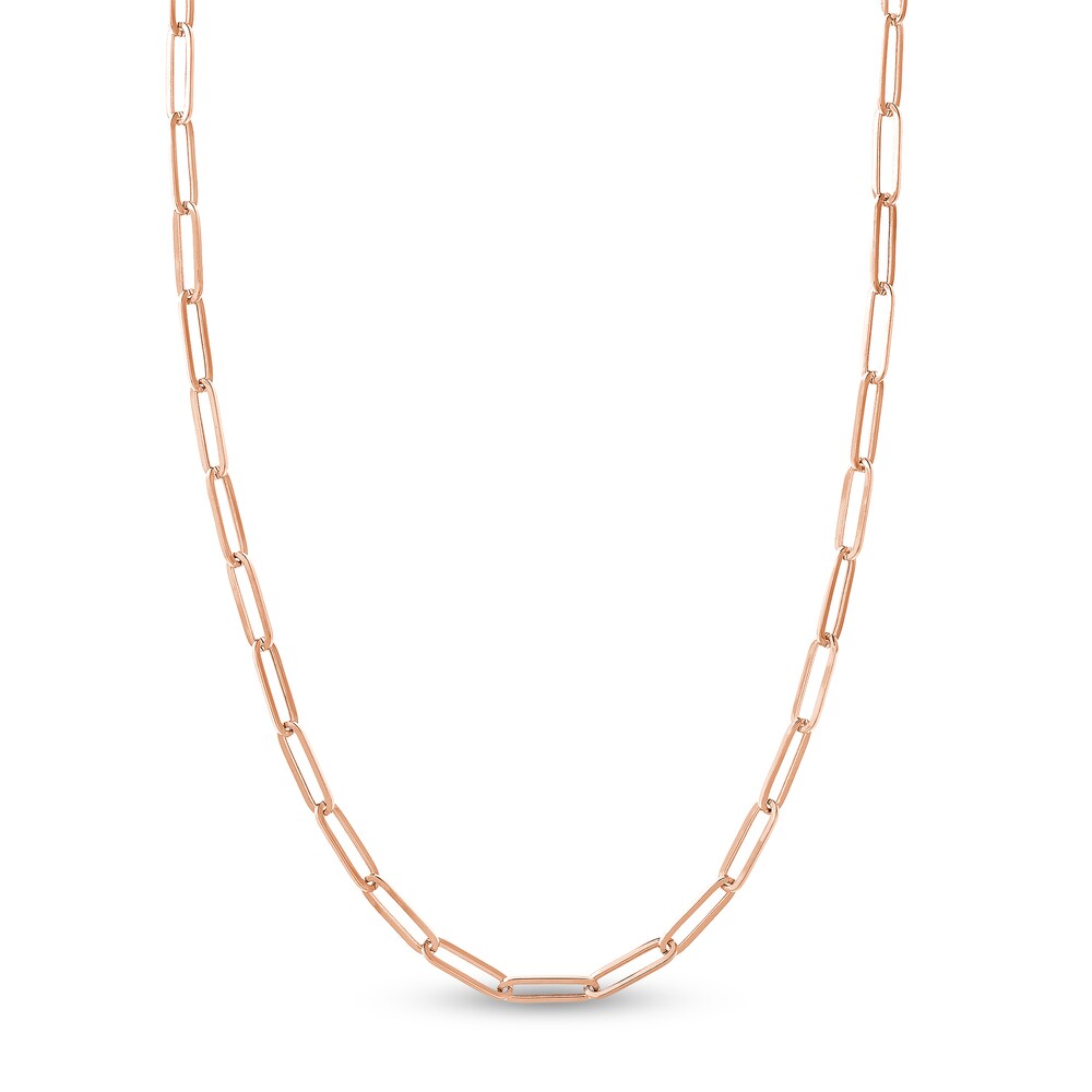 Paper Clip Chain Necklace 14K Rose Gold 24\" 5ezHf4vC
