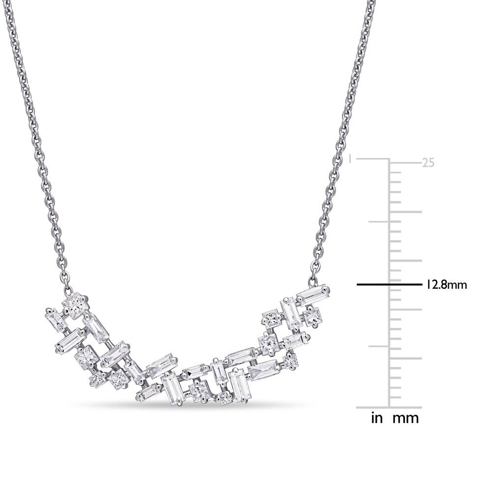 Diamond Bar Necklace 7/8 ct tw Baguette/Princess 10K White Gold 16.5\" 5fpQpPRA