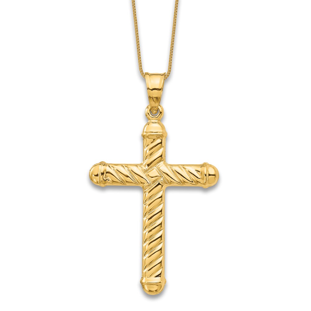 Cross Pendant Necklace 14K Yellow Gold 18\" 5neanthl