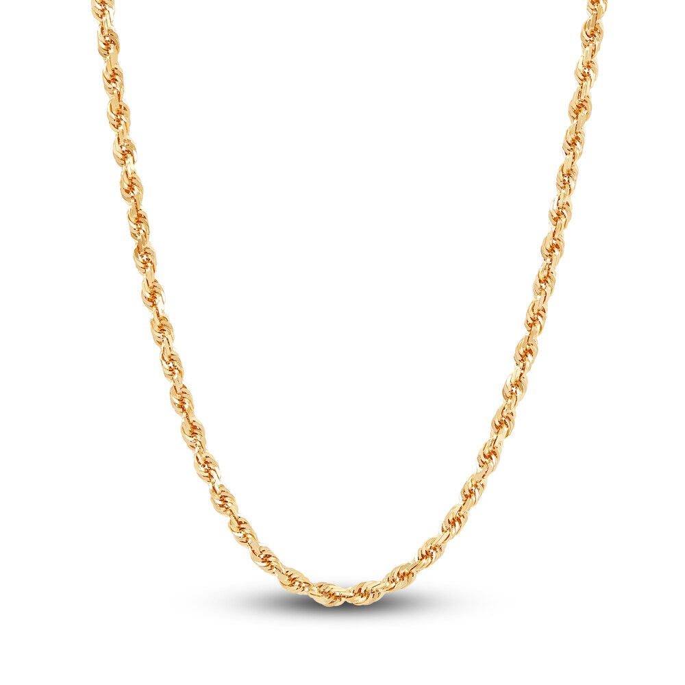Solid Glitter Rope Necklace 14K Yellow Gold 20" 5y7QunZr