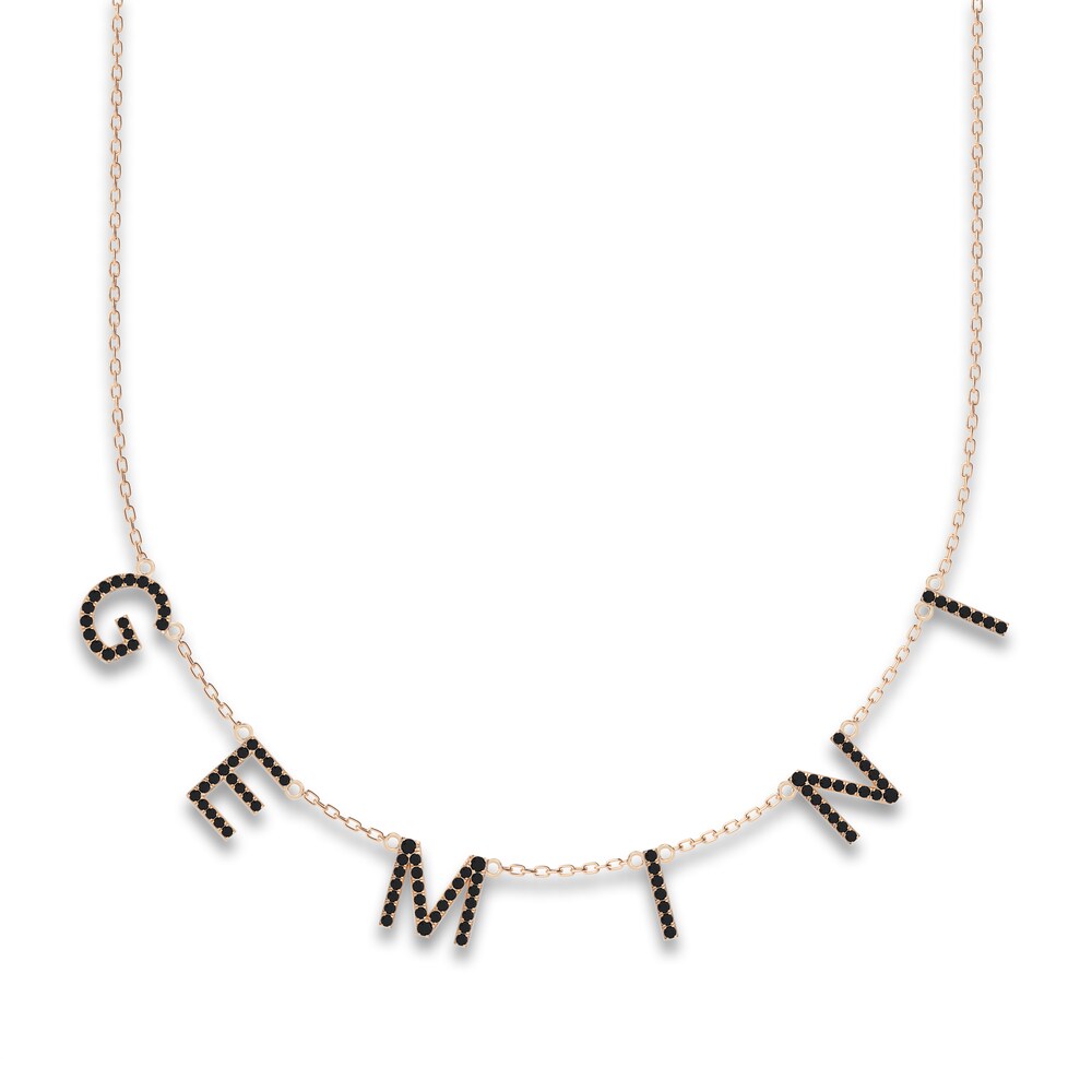 Juliette Maison Black Diamond Station Name Necklace 1-5/8 ct tw Round 10K Rose Gold 60rMThCW