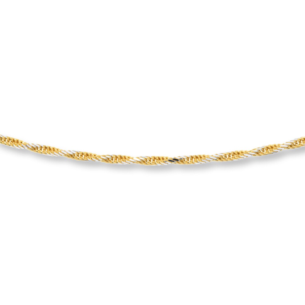 Rope Chain Necklace 10K Two-Tone Gold 20" Length 62yL0dLO