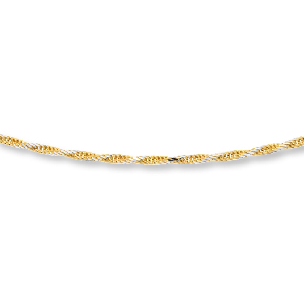 Rope Chain Necklace 10K Two-Tone Gold 20\" Length 62yL0dLO