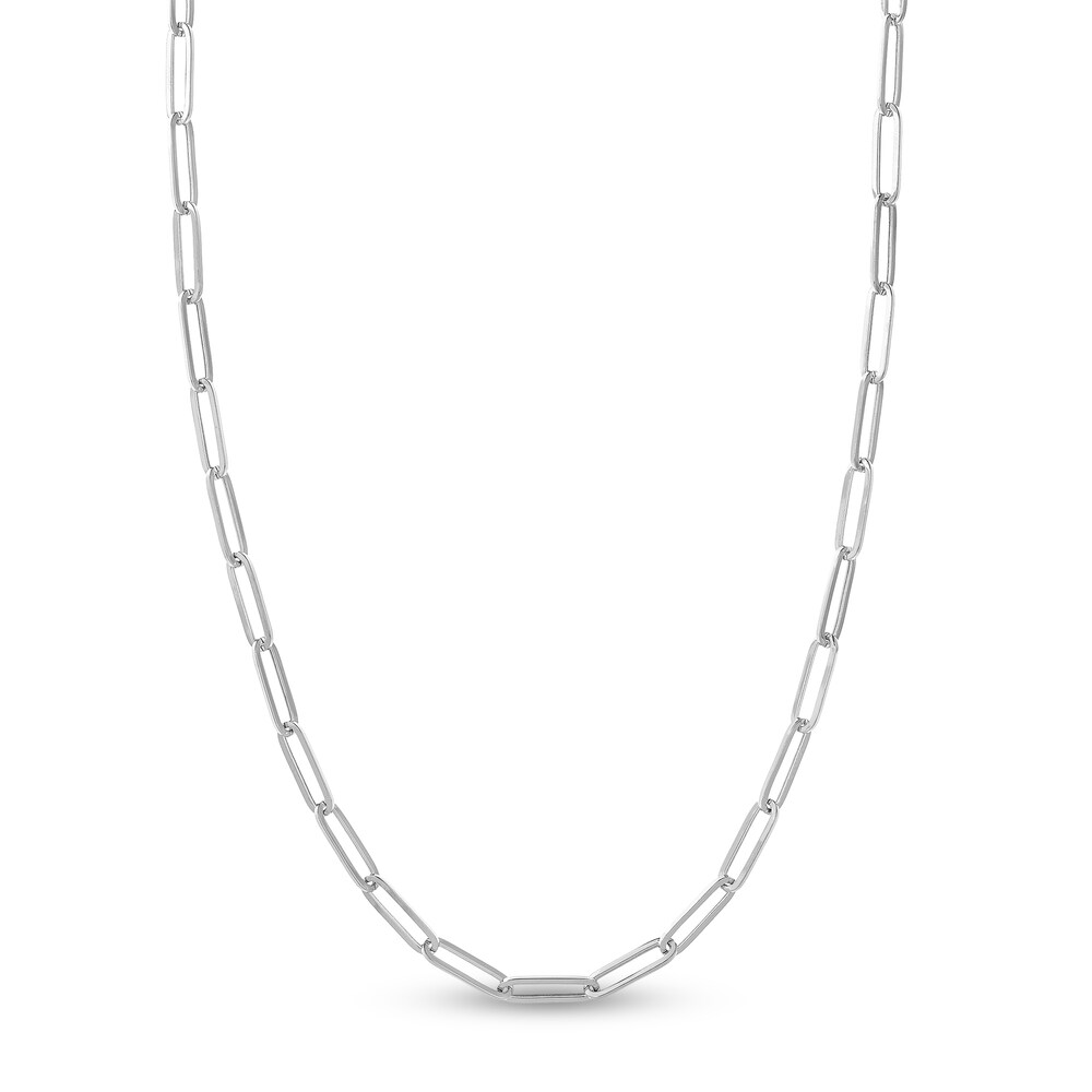 Paper Clip Chain Necklace 14K White Gold 20\" 63GBFrmf