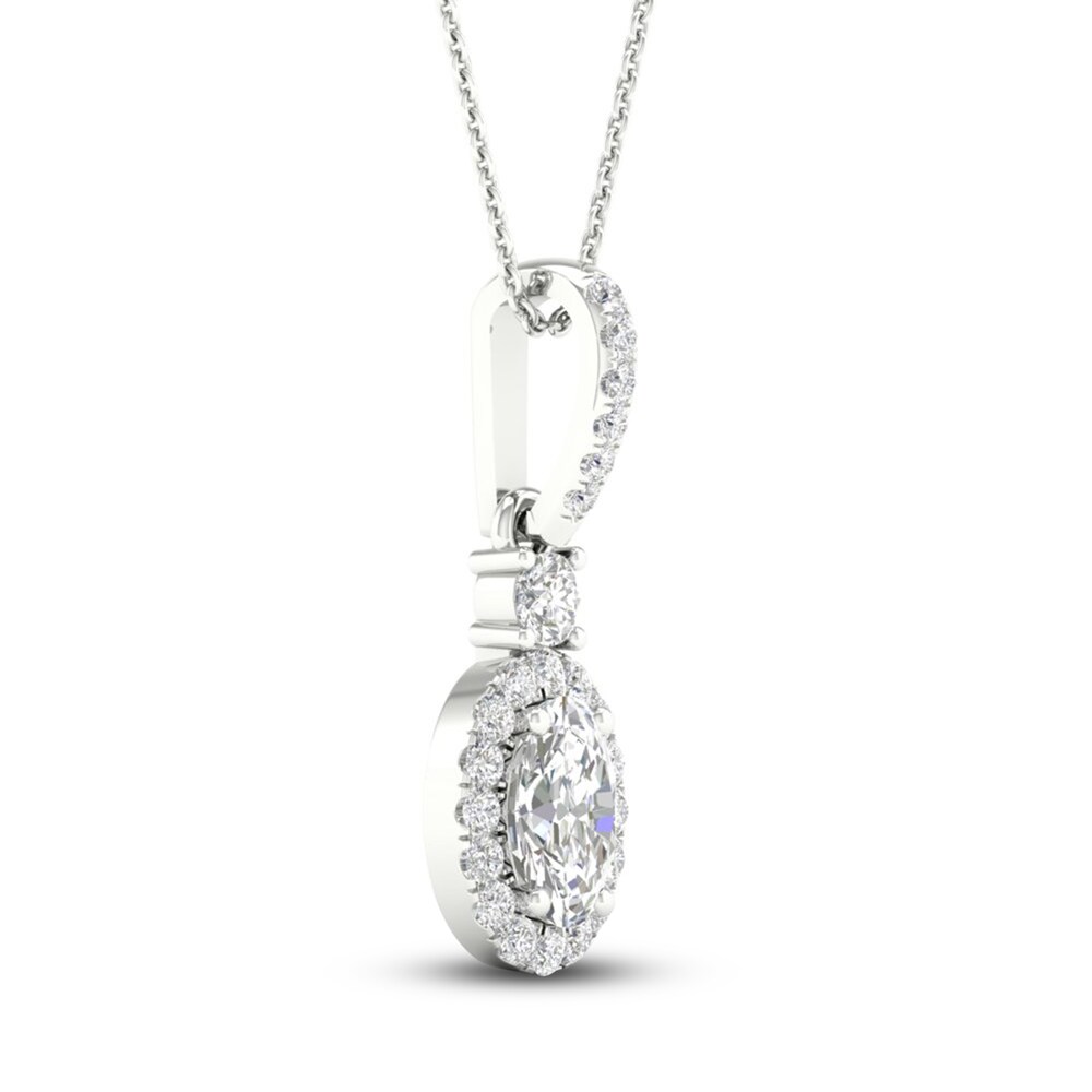 Diamond Pendant Necklace 1/2 ct tw Round/Oval 14K White Gold 18\" 67fmTD07