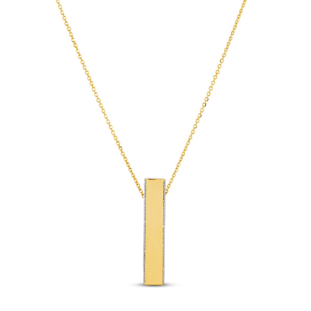 Hollow Long Bar Necklace 10K Yellow Gold 6IZFrK7k