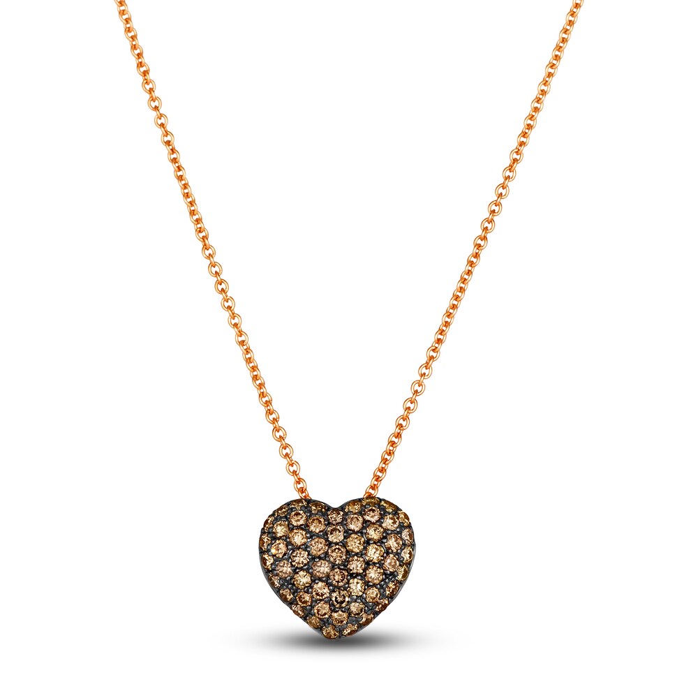 Le Vian Diamond Heart Pendant Necklace 1/2 ct tw Round 14K Strawberry Gold 19\" 6YGVQGEQ