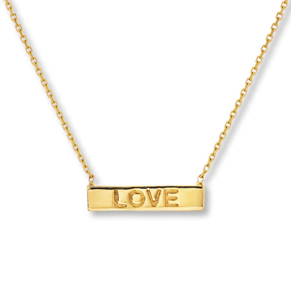 Love\" Bar Necklace 14K Yellow Gold 16\" Adjustable 6YmWfu4x