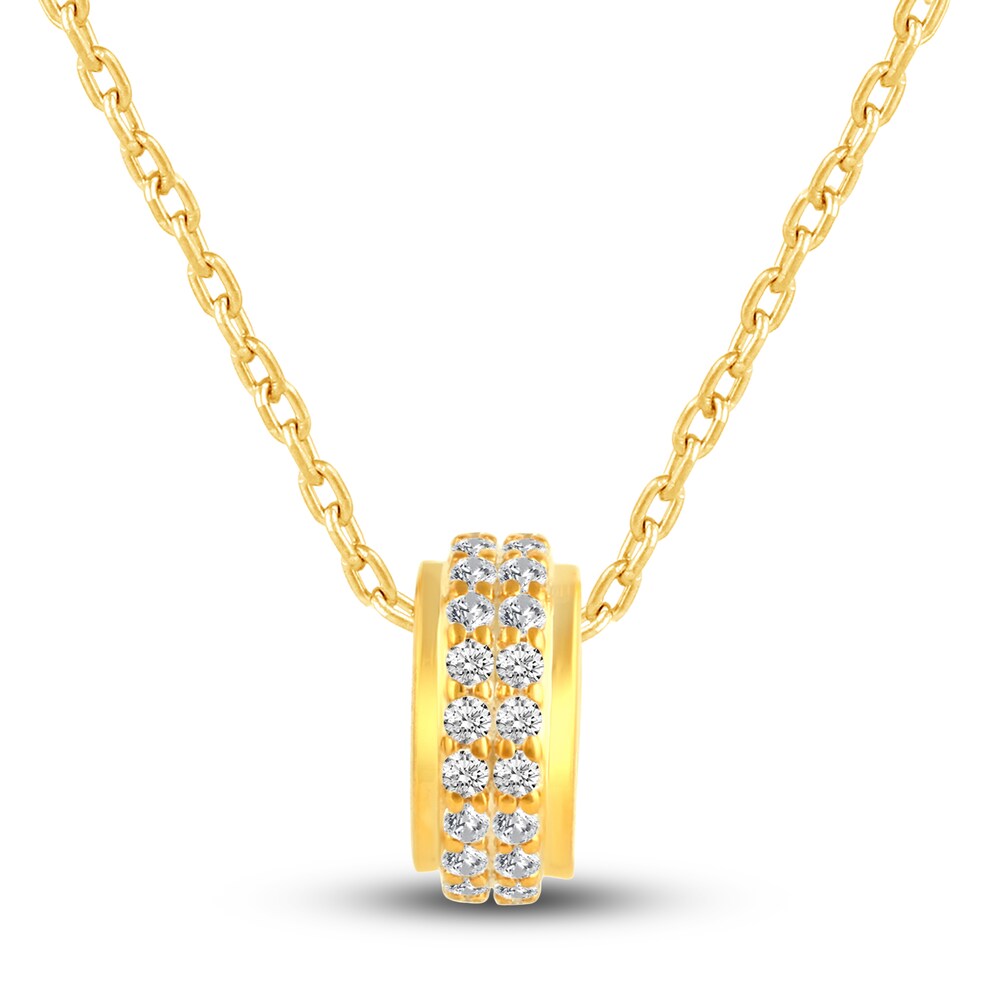 Diamond Pendant Necklace 1/4 ct tw Round 10K Yellow Gold 18\" 6Ywni6xr