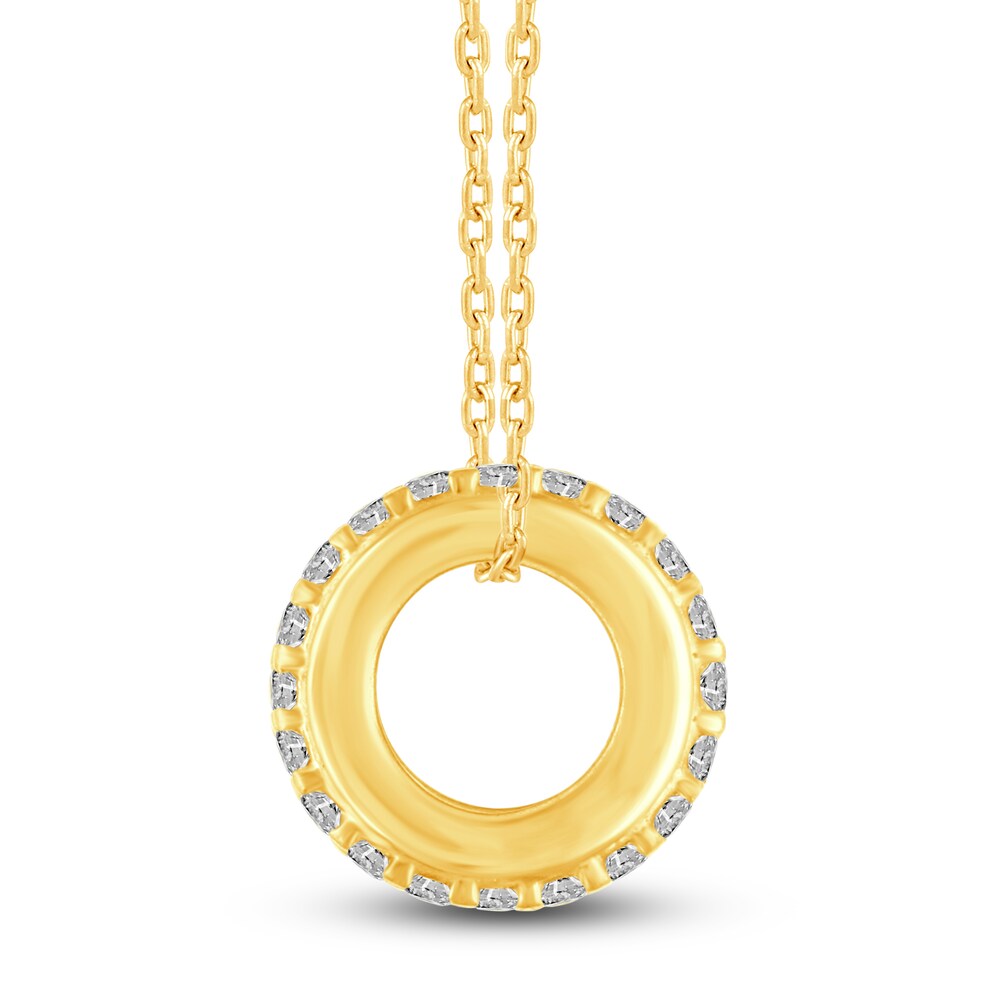 Diamond Pendant Necklace 1/4 ct tw Round 10K Yellow Gold 18\" 6Ywni6xr