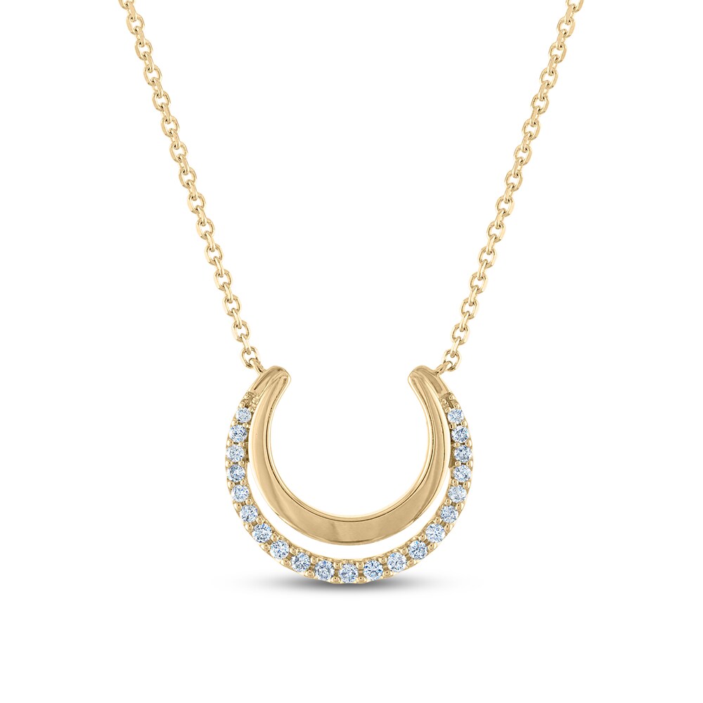 Diamond Necklace 1/8 ct tw Round 10K Yellow Gold 6axubobe