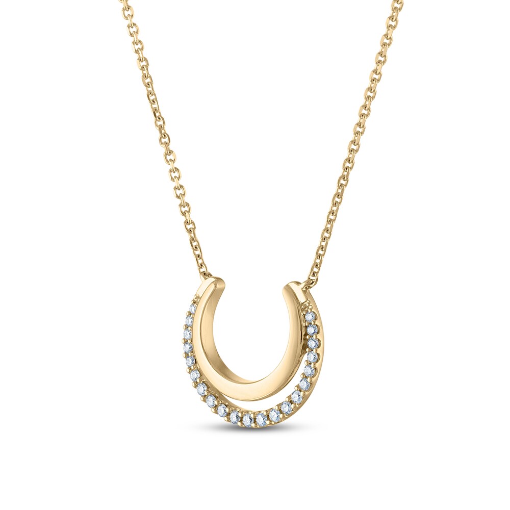 Diamond Necklace 1/8 ct tw Round 10K Yellow Gold 6axubobe