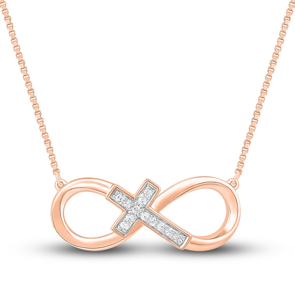 Diamond Infinity Necklace 1/20 ct tw Round 10K Rose Gold 6c079nxm [6c079nxm]