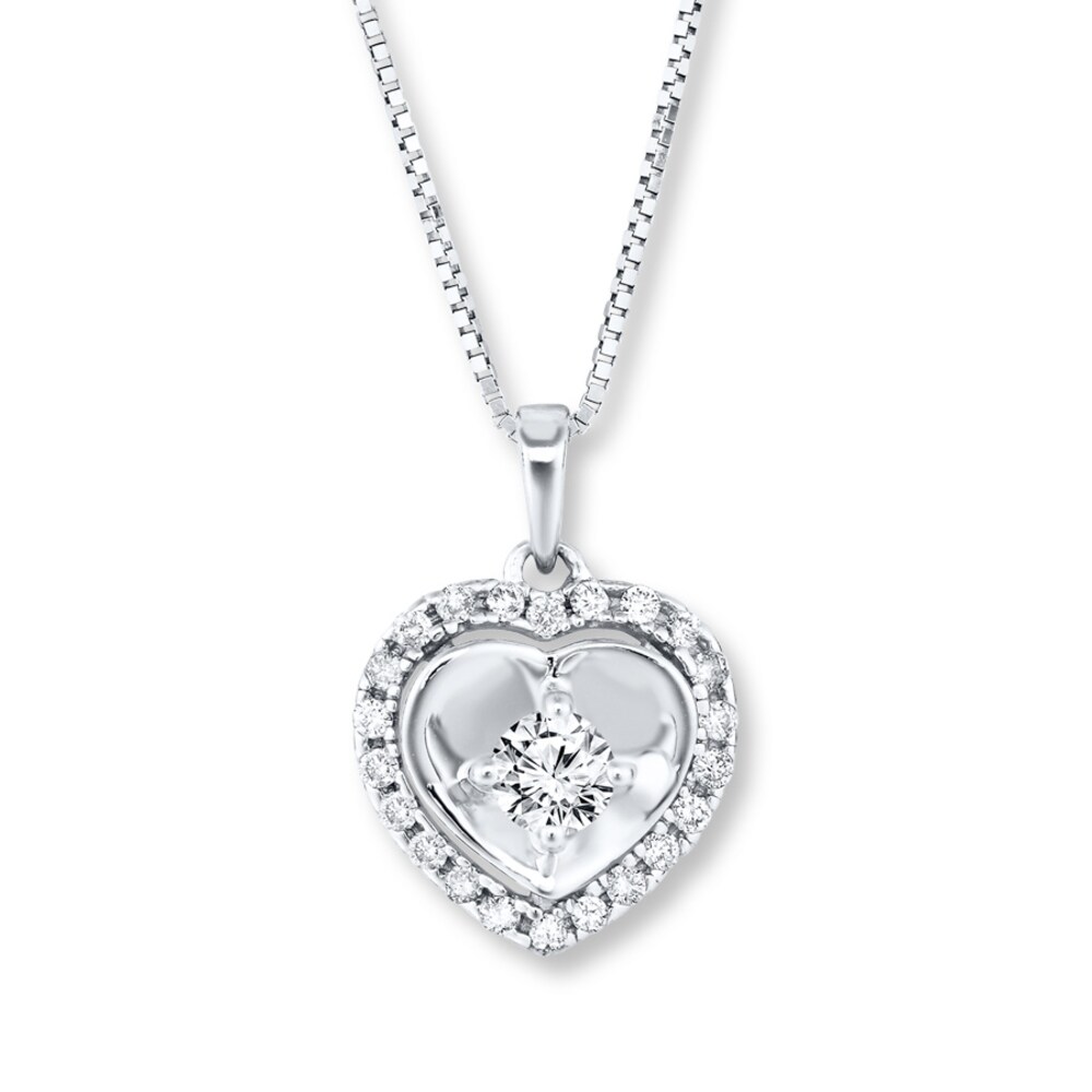 Diamond Heart Necklace 1/4 ct tw Round-cut 14K White Gold 6hB3hawj