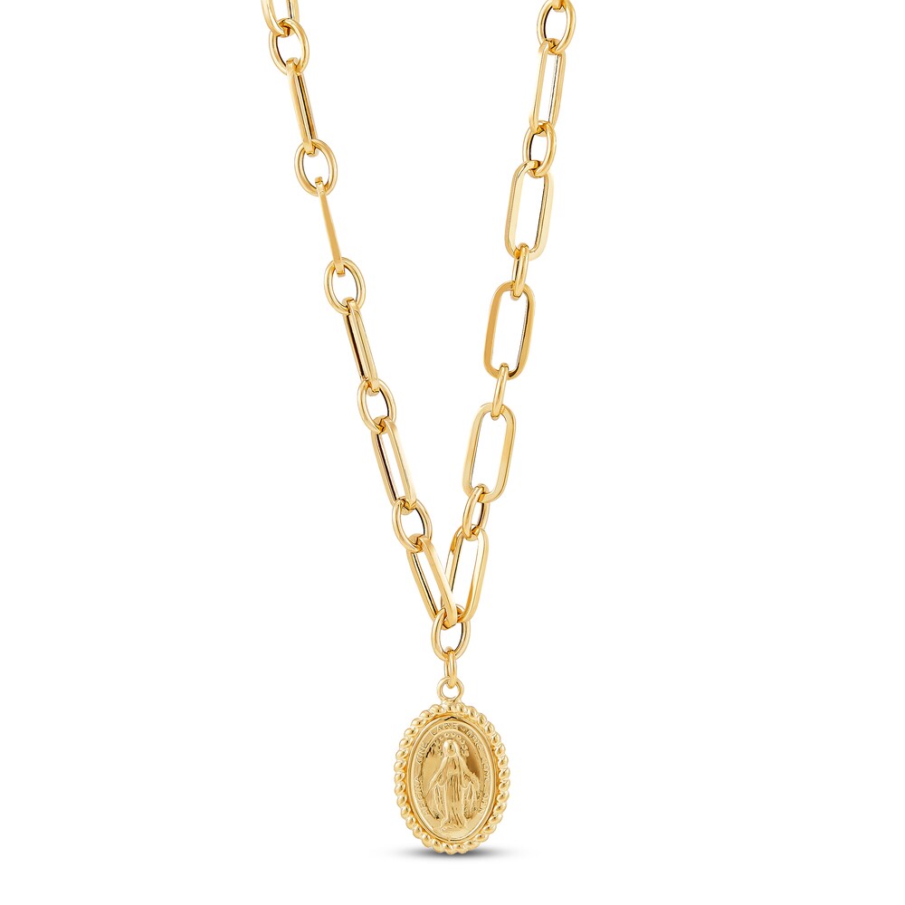 Italia D\'Oro Virgin Mary Chain Necklace 14K Yellow Gold 6q0T4x18