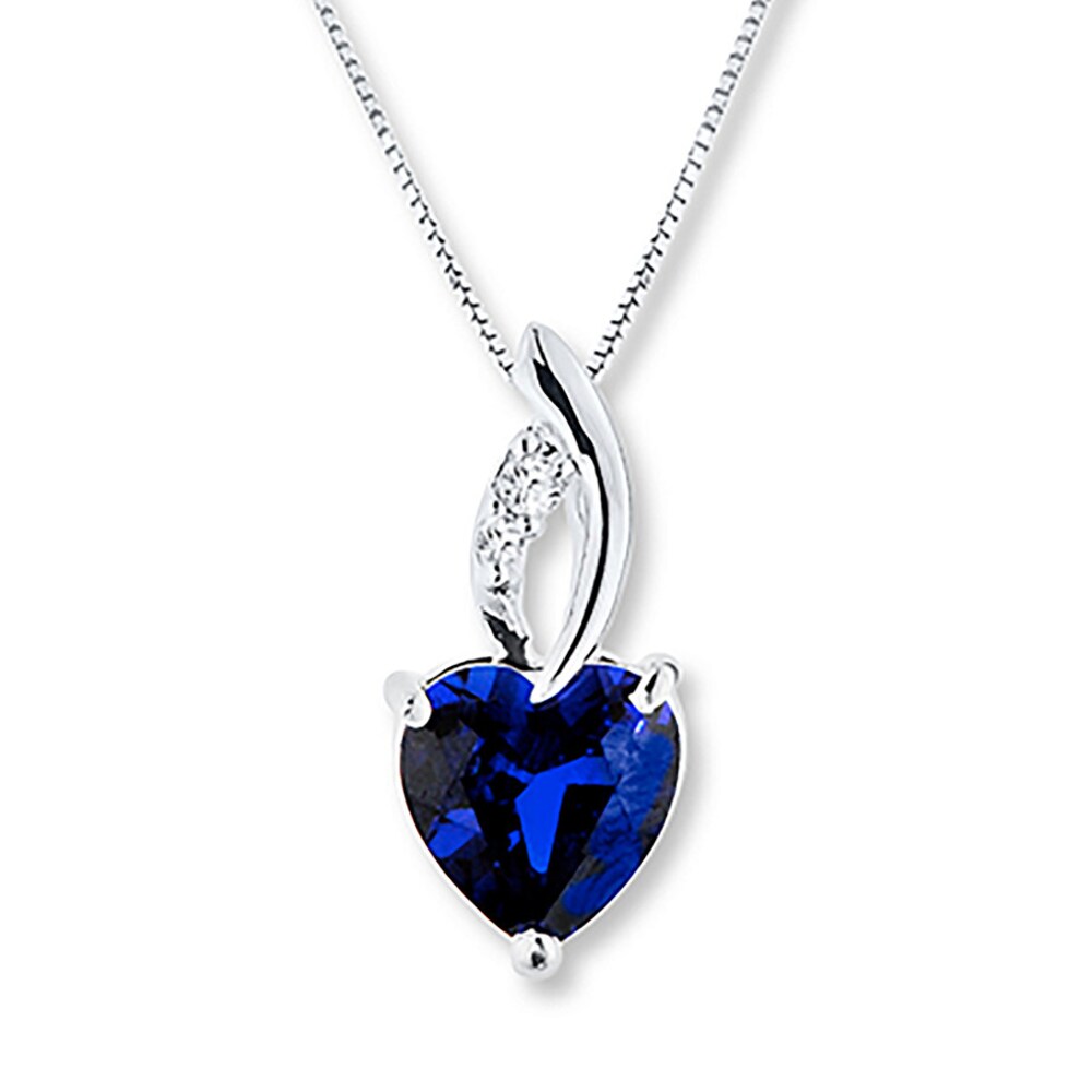 Lab-Created Sapphires Blue & White Sterling Silver Necklace 6xEV4CLF
