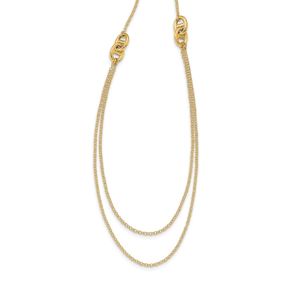 Double-Strand Fancy Chain Necklace 14K Yellow Gold 23.5" 71WyUEHx