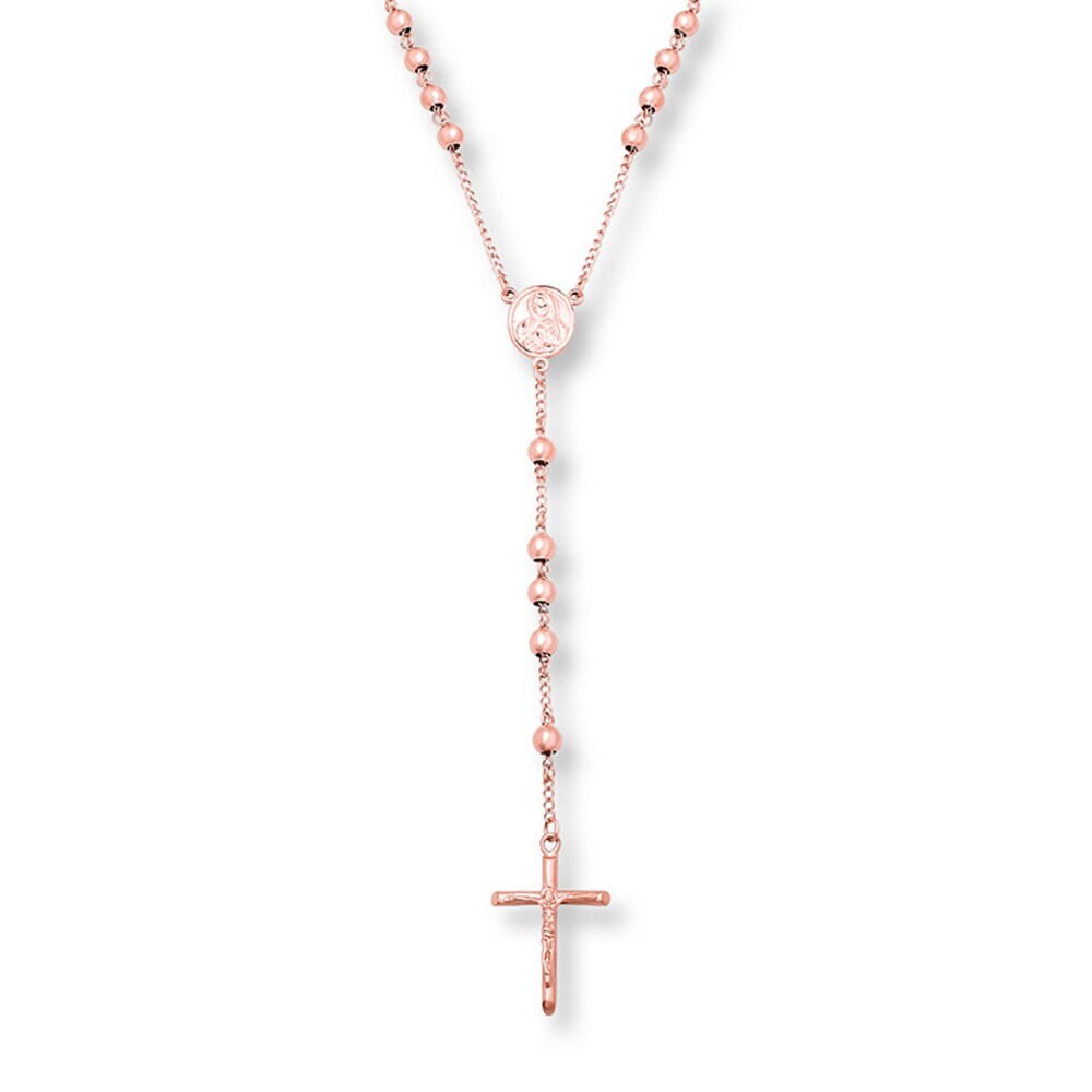 Rosary Bead Rose-Tone Ion-Plated Stainless Steel 76GjBHpe