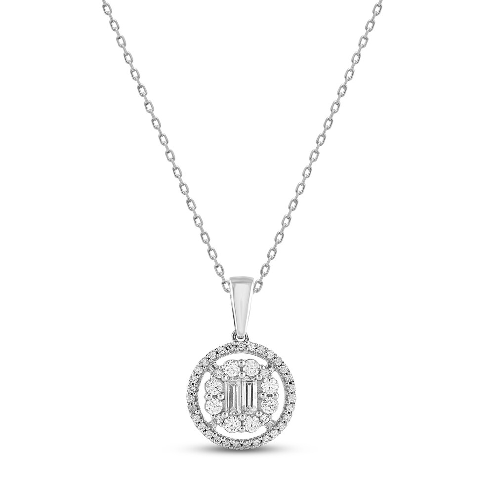 Diamond Circle Necklace 1/2 ct tw Round 14K White Gold 18" 78tEj6ce