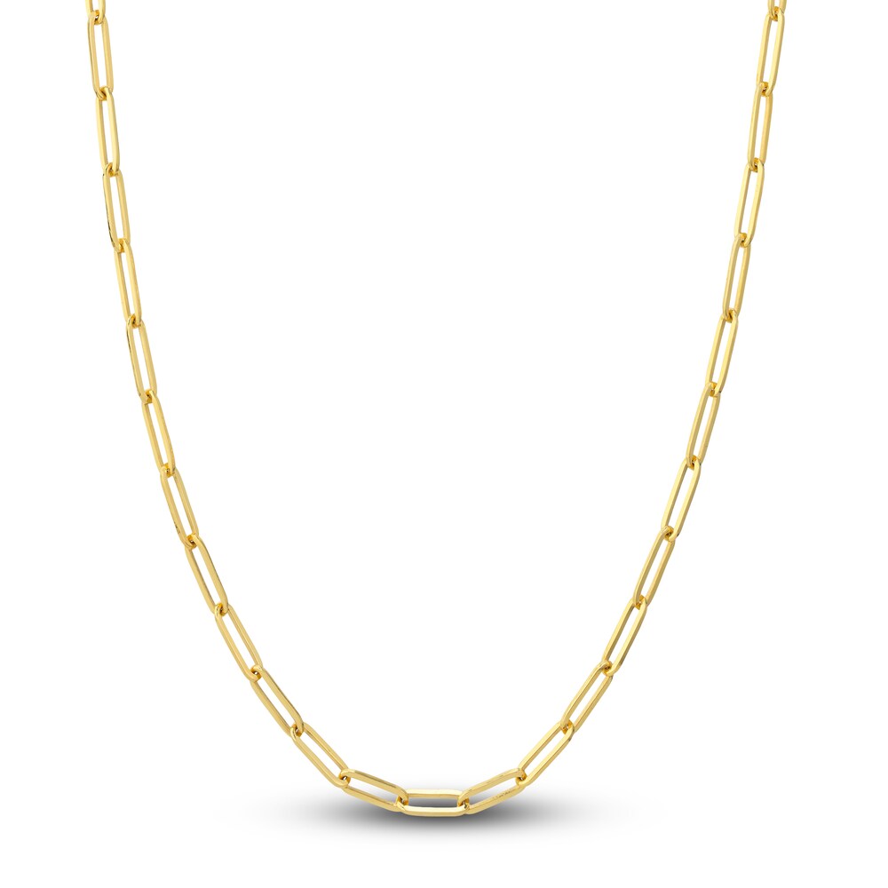 Paper Clip Chain Necklace 18K Yellow Gold 24\" 3.8mm 79tZ4lpH