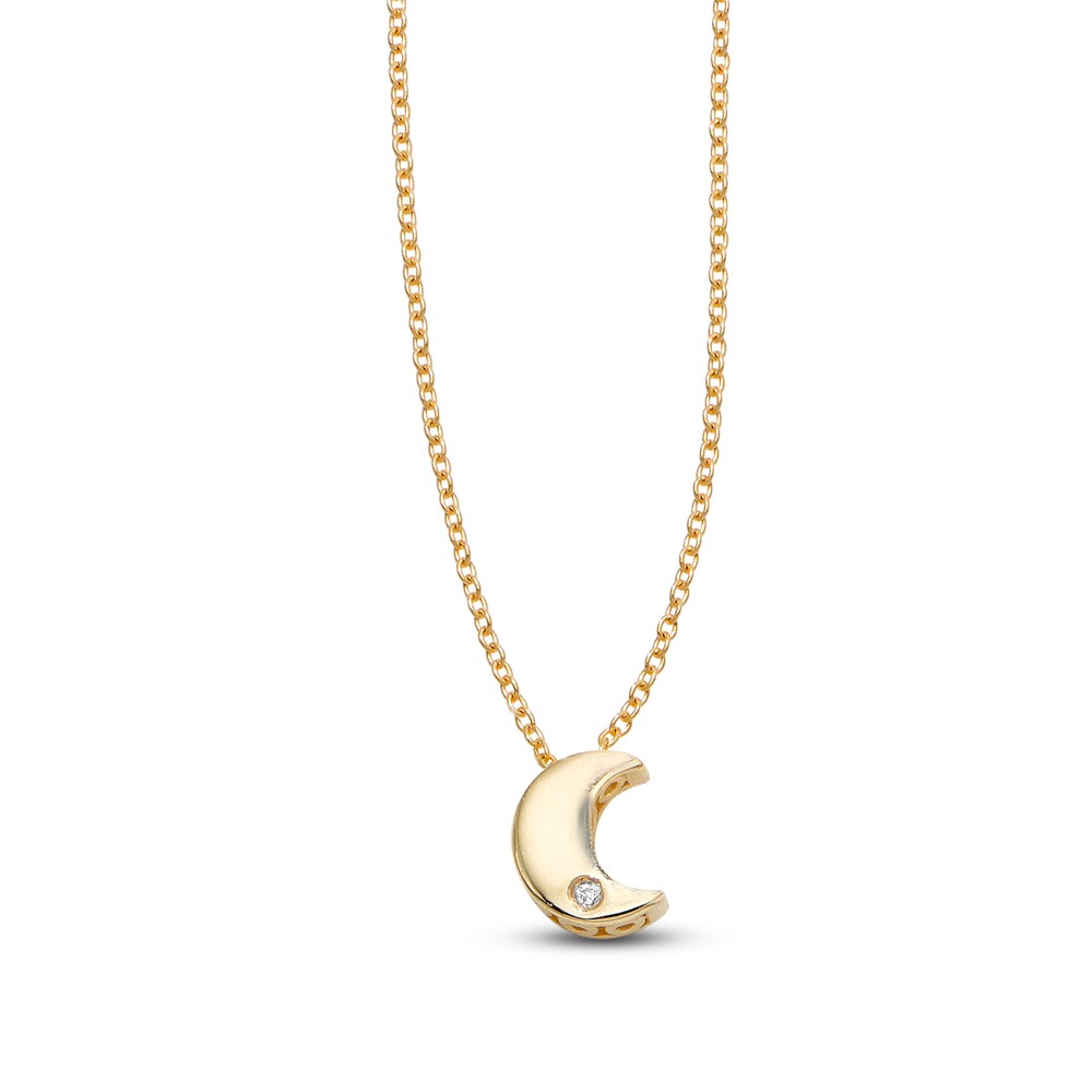 Moon Necklace Diamond Accents 14K Yellow Gold 7IbYcZM4