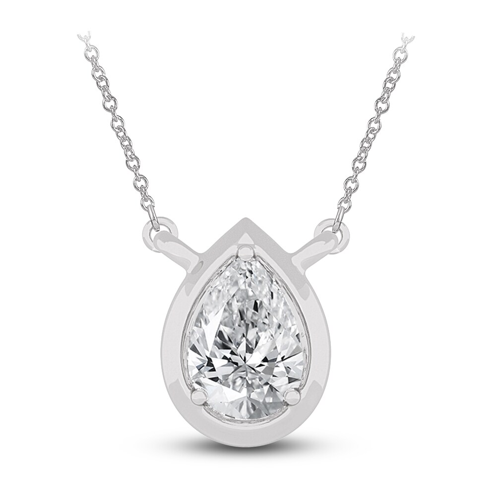 Diamond Pendant Necklace 3/8 ct tw Pear 14K White Gold 18" (I1,I) 7NeK1QuZ