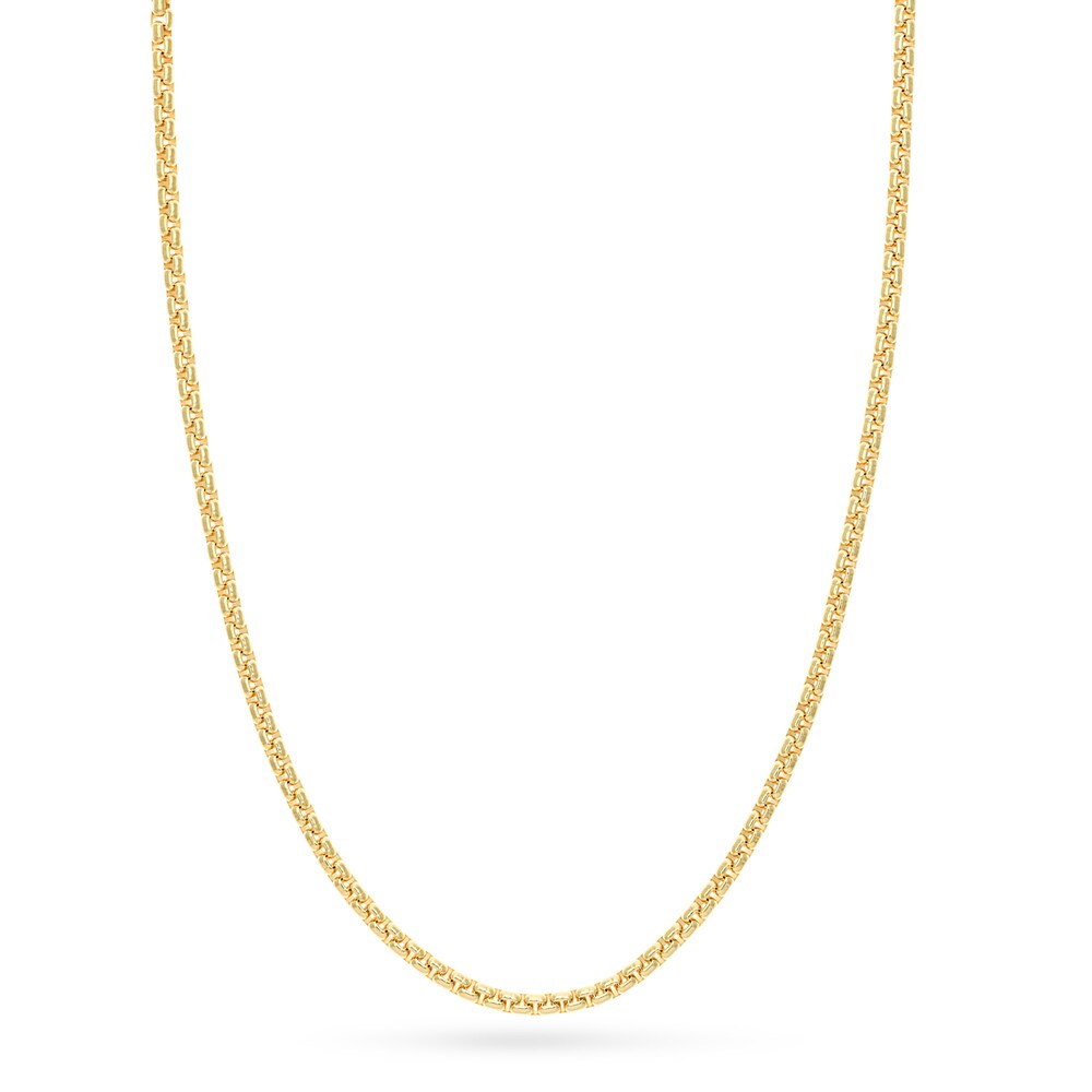 Solid Round Box Chain Necklace 14K Yellow Gold 24\" 7OXHGqyi