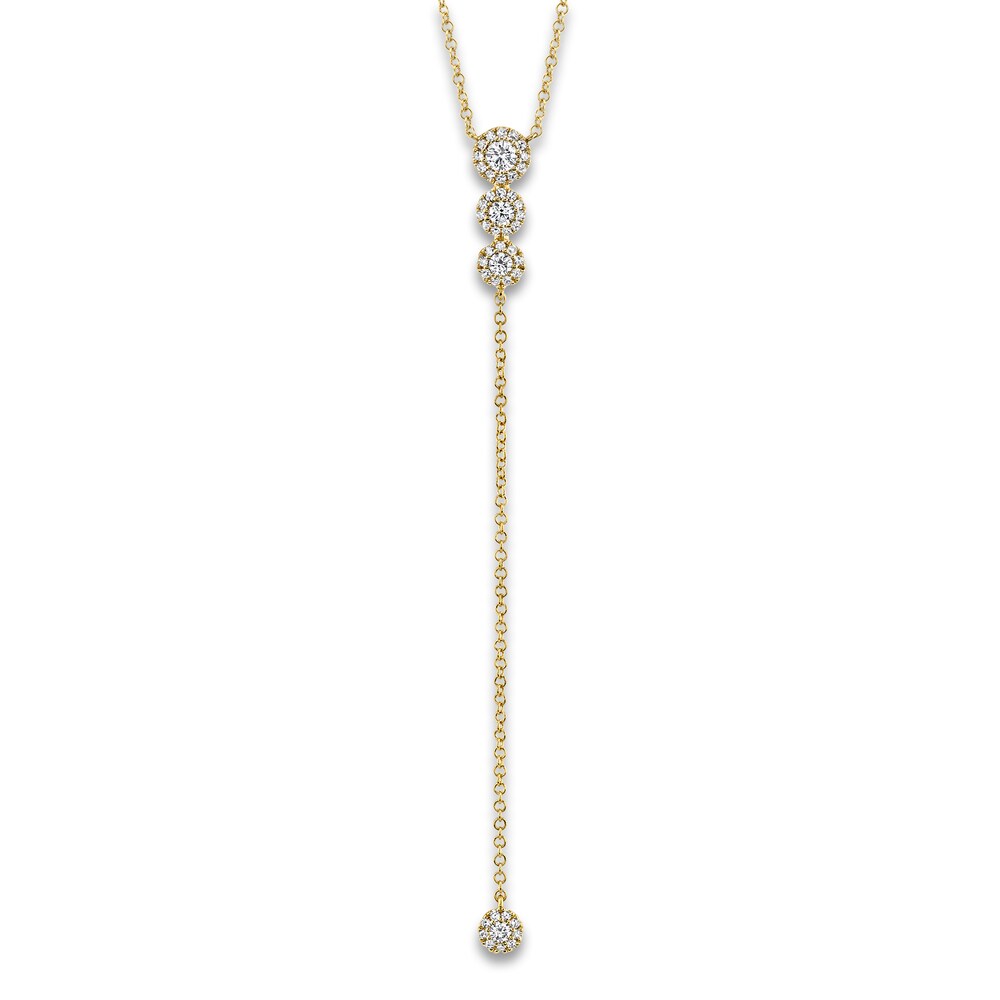Shy Creation Diamond Lariat Necklace 1/4 ct tw Round 14K Yellow Gold 18" SC55002607 7SfgaD5K